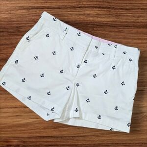 British Khaki Blue and White Anchor Embroidered Shorts